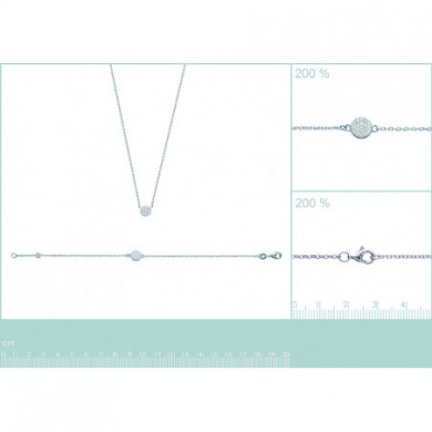 Collier argent 925 millièmes rond pierres blanches