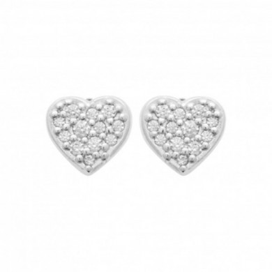 Puce d'oreilles Argent femme coeur oxydes de zirconium Influences