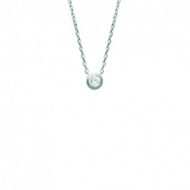 Collier argent 925 pendentif rond avec un oxyde de zirconium Influences