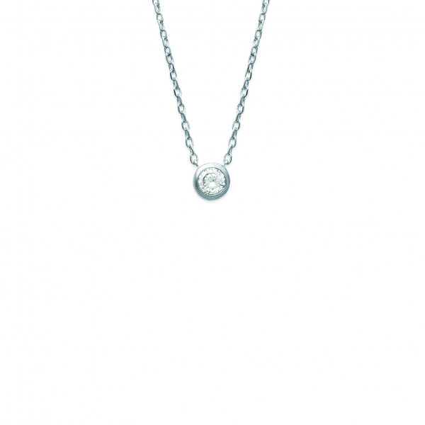 Collier argent 925 pendentif rond avec un oxyde de zirconium Influences