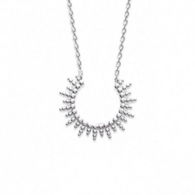Collier argent 925 pendentif demi soleil perlé Influences