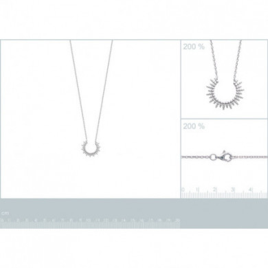 Collier argent 925 pendentif demi soleil perlé Influences