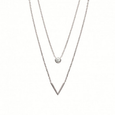 Collier argent femme pendentif en forme de V et oxyde de zirconium Influences