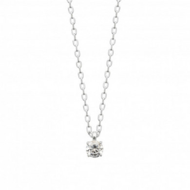 Collier argent femme pendentif rond serti d'un oxyde de zirconium Influences