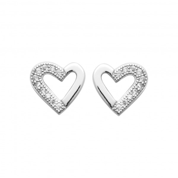 Puce d'oreilles coeur Argent oxydes de zirconium Influences