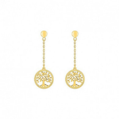 Boucles d'oreilles or 18 carats pendantes arbre de vie