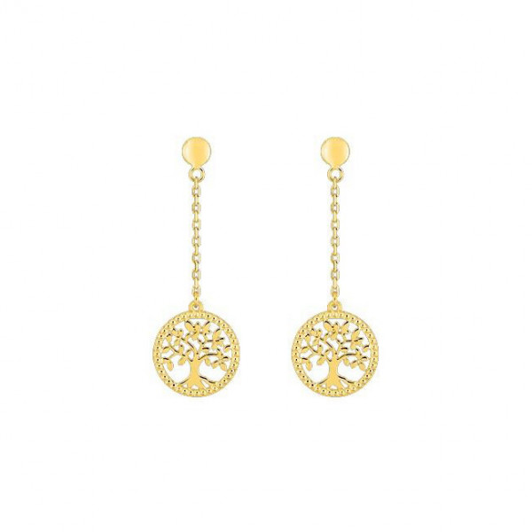 Boucles d'oreilles or 18 carats pendantes arbre de vie