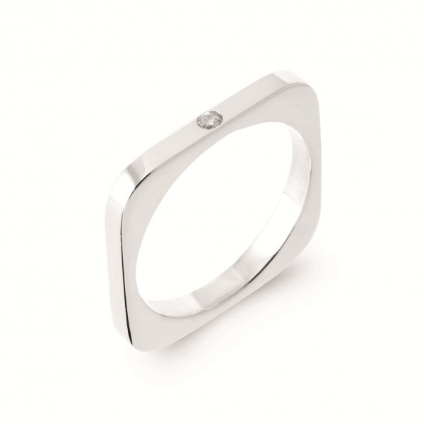 Bague alliance argent 925 pierre blanche influences