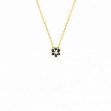 Collier or 18 carats fleur saphirs diamant