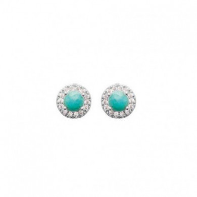 Boucles d’oreilles argent 925 forme ronde 4 griffes bleu Influences