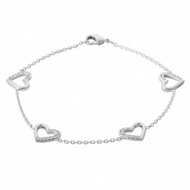 Bracelet argent femme coeur et oxydes de zirconium Influences