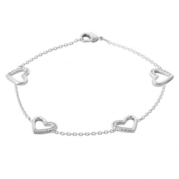 Bracelet argent femme coeur et oxydes de zirconium Influences