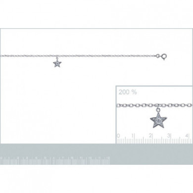 Chaine de cheville argent 925 millièmes étoile Influences