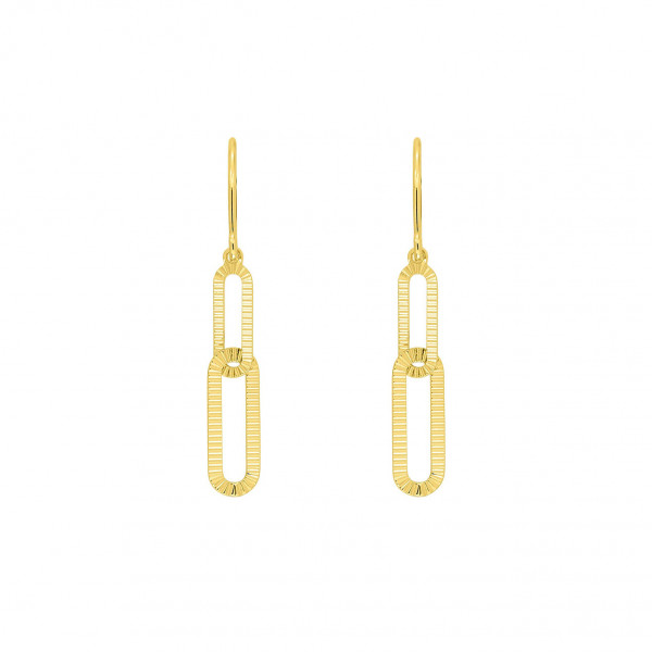 Boucles d'oreilles or 18 carats pendantes trombones