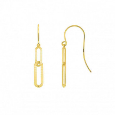 Boucles d'oreilles or 18 carats pendantes trombones
