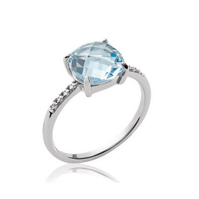 Solitaire argent topaze bleu Influences
