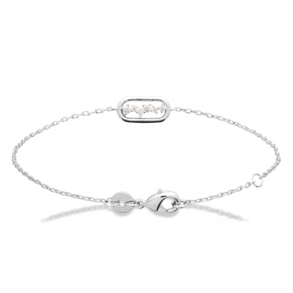 Bracelet argent femme rectangulaire et oxydes de zirconium Influences