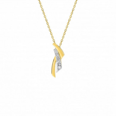 Collier or 18 carats pendentif bicolore diamant