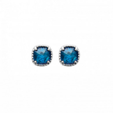 Boucles d’oreilles Argent 925, puces forme carré pierre bleue Influences