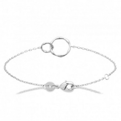 Bracelet argent femme doubles anneaux martelés Influences
