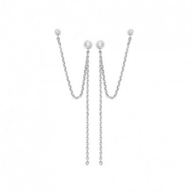 Boucles d'oreilles argent 925 millièmes chaines pendantes pierres blanches Influences