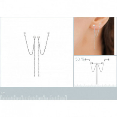 Boucles d'oreilles argent 925 millièmes chaines pendantes pierres blanches Influences