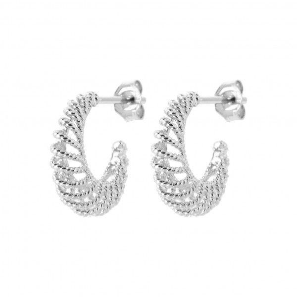 Mini créoles argent femme ajourées et torsadées Influences