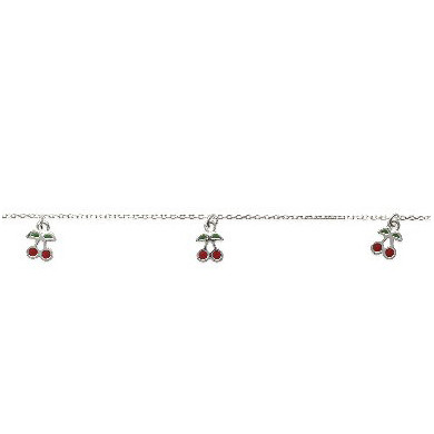 Bracelet argent 925 millièmes enfant breloques cerises rouges Influences