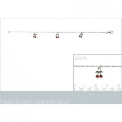 Bracelet argent 925 millièmes enfant breloques cerises rouges Influences