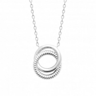 Collier argent femme double rond entrelacé Influences
