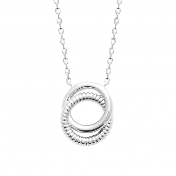 Collier argent femme double rond entrelacé Influences