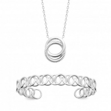 Collier argent femme double rond entrelacé Influences