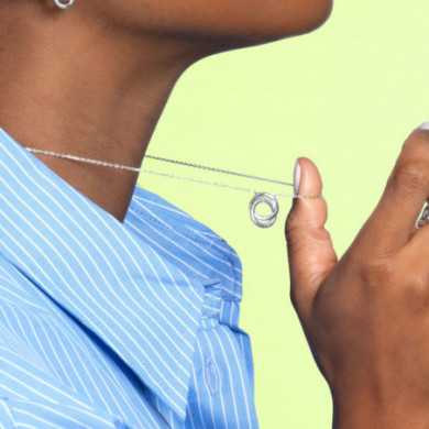 Collier argent femme double rond entrelacé Influences