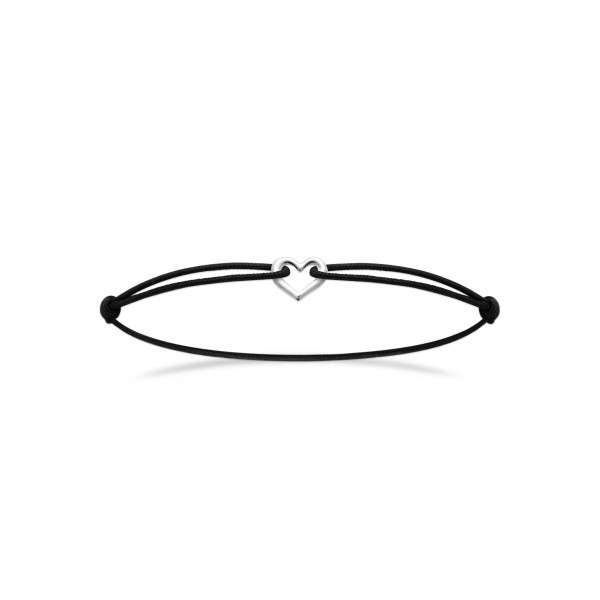 Bracelet cordon argent femme coeur Influences
