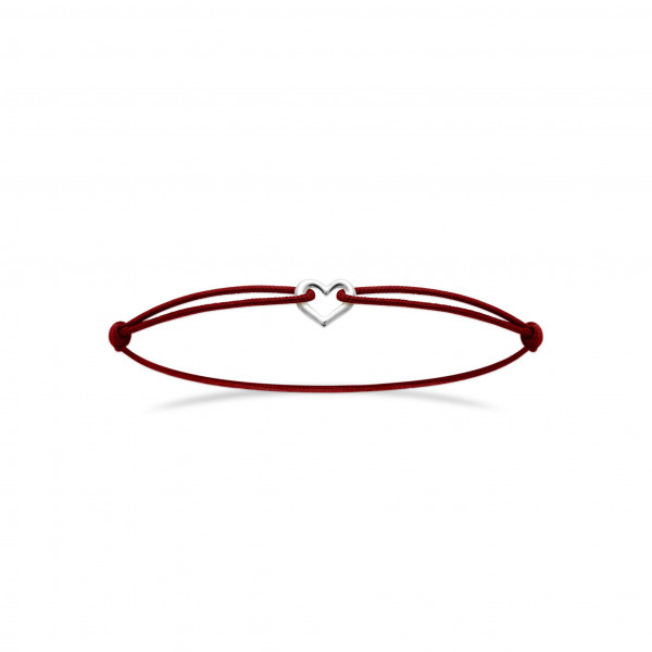Bracelet cordon argent femme coeur Influences