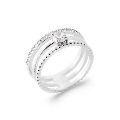 Bague argent 925 trois anneaux et oxydes de zirconium Influences