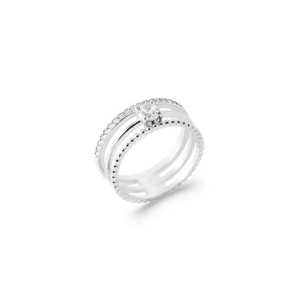 Bague argent 925 trois anneaux et oxydes de zirconium Influences
