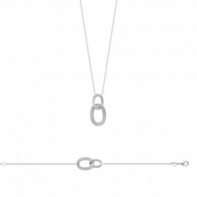 Bracelet argent 925 deux mailles ovales mates entrelacées Influences