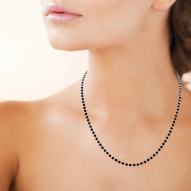 Collier Homme Perles Agate Noire Acier Inoxydable  Influences