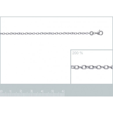 Chaine argent 925 millièmes rhodié maille forçat 1,75 mm Influences