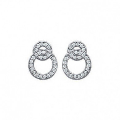 Puce d'oreilles Argent femme anneaux entrelacés oxydes de zirconium Influences