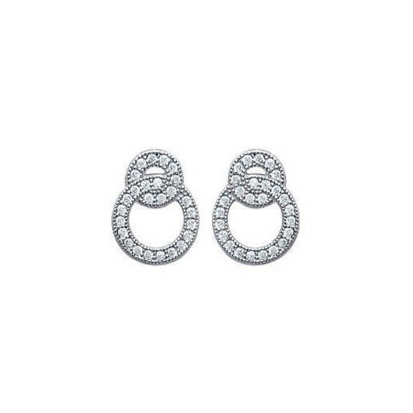 Puce d'oreilles Argent femme anneaux entrelacés oxydes de zirconium Influences