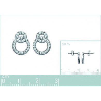 Puce d'oreilles Argent femme anneaux entrelacés oxydes de zirconium Influences