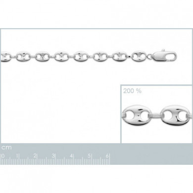 Bracelet argent 925 millièmes maille grain de café 6 mm, Influences