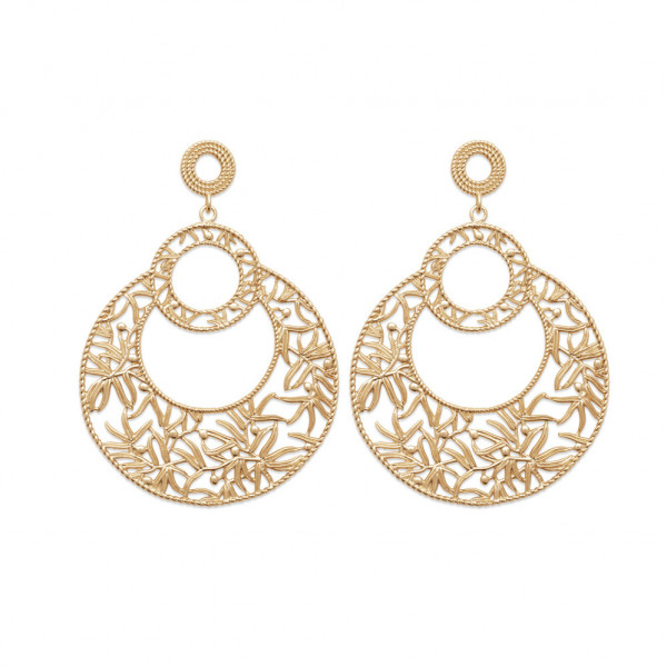 Boucles d’oreilles plaqué or 18 carats motif floral Influences
