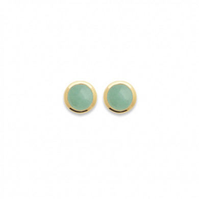 Boucles d'oreilles d'oreilles plaqué or 18 carats en pierre naturelle véritable verte Influences