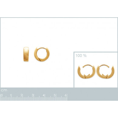 Créoles plaqué or 18 carats, diam. 15 mm, ép. 5 mm, Influences