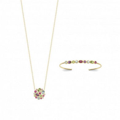 Bracelet or femme jonc multicolore Influences