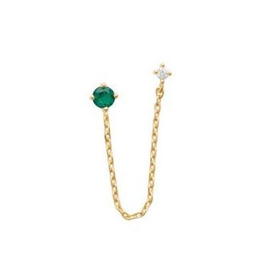 Boucles d’oreilles unitaire plaqué or 18 carats oxyde vert blanc Influences