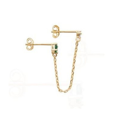 Boucles d’oreilles unitaire plaqué or 18 carats oxyde vert blanc Influences